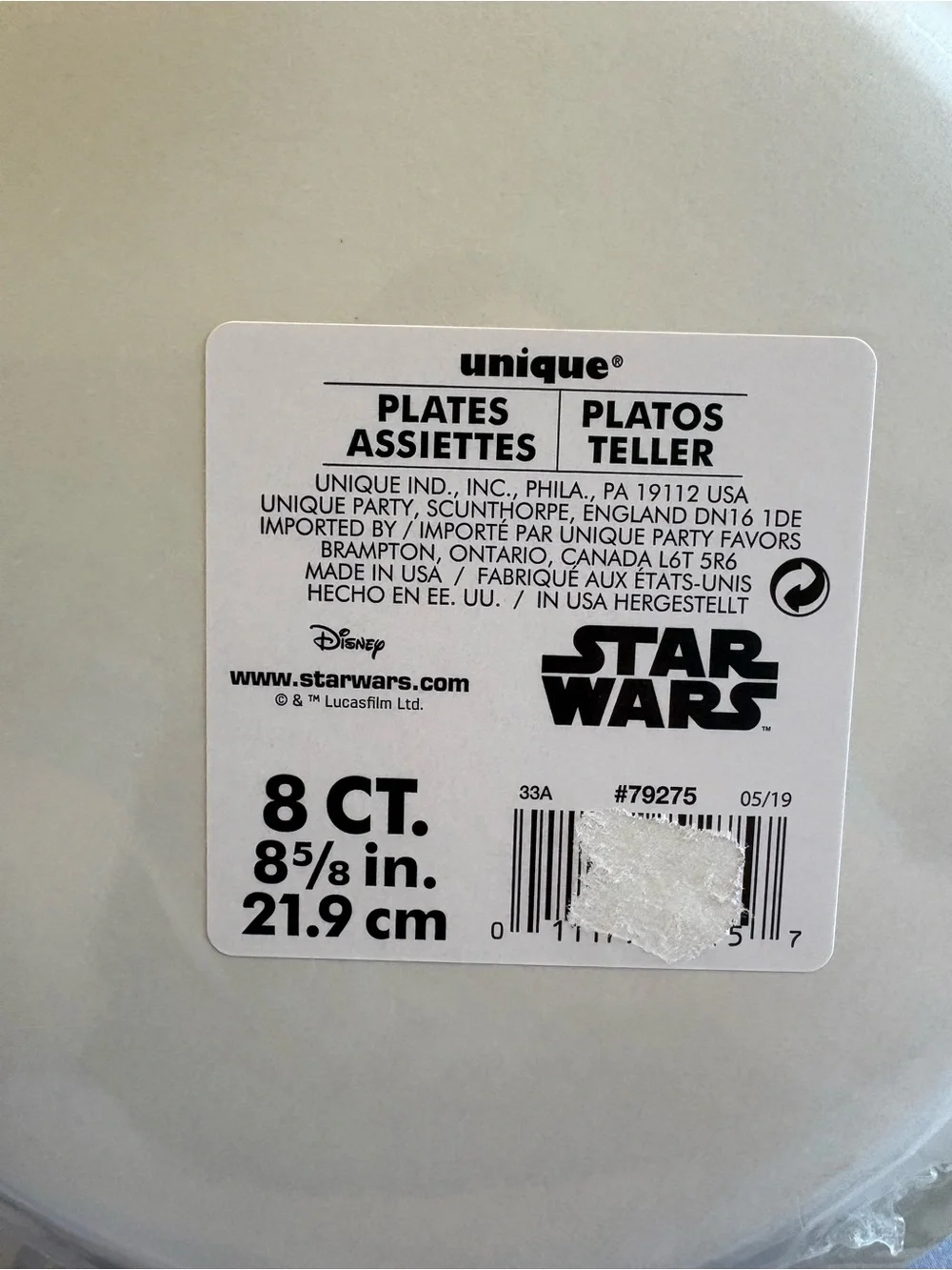 2019 Star Wars Party Supplies Tableware Set - Black, Blue, And Gold New Sealed